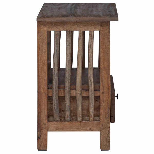 Нощно шкафче Кафяво 30 x 30 x 47 см Солидно възстановено дърво