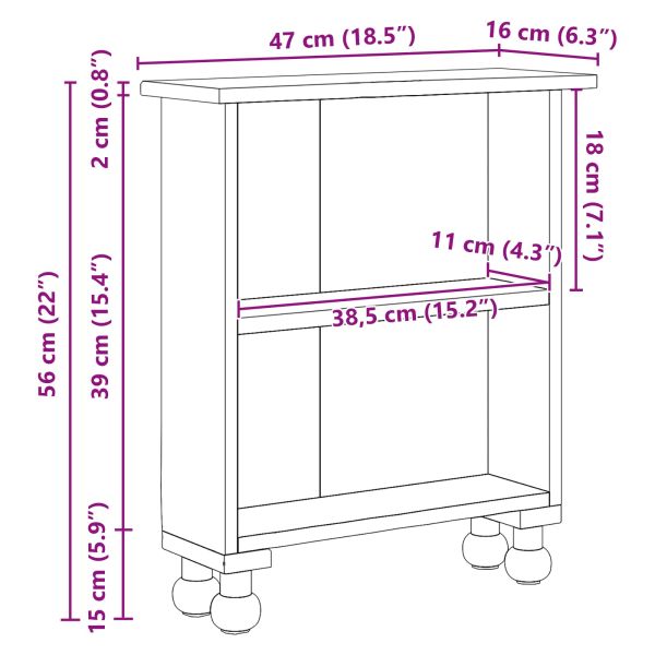 Рафтове с рафт Кафяво 47 x 16 x 55 см Масивно махагоново дърво