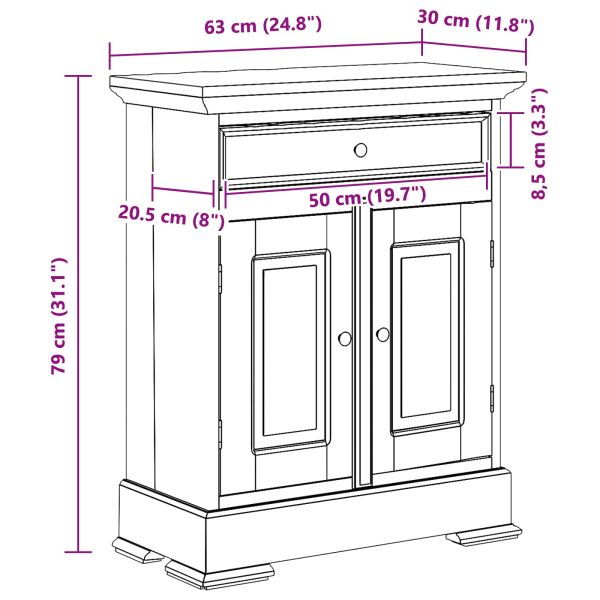 Шкаф за съхранение 63 x 30 x 79 см Масивно махагоново дърво