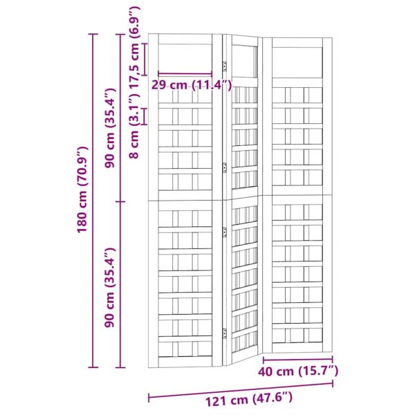 Екран за уединение Меден кафяв 121 x 180 cm Солиден бор