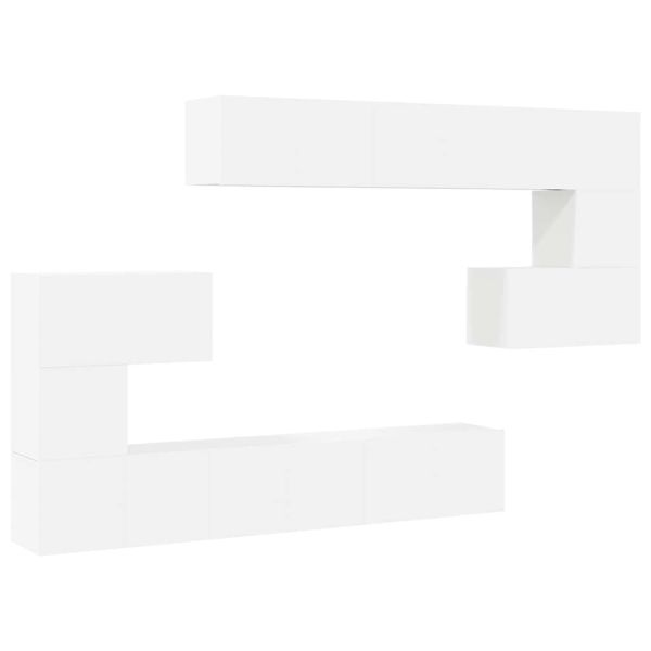 Комплект ТВ шкафове от 10 части, бял, инженерно дърво