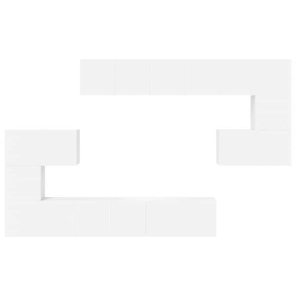 Комплект ТВ шкафове от 10 части, бял, инженерно дърво