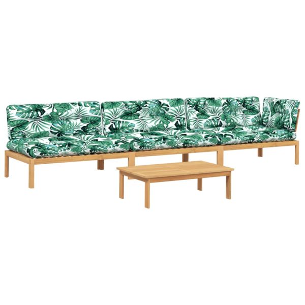 Градински комплект диван с възглавници, 4 части, акация масив