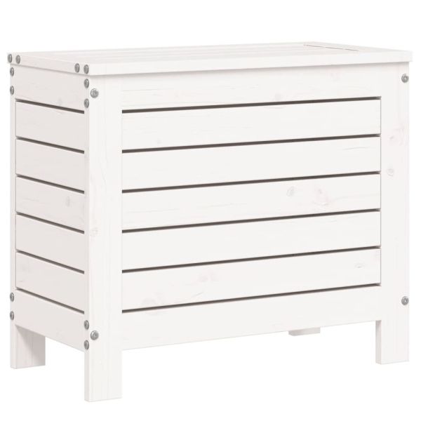 Градински комплект диван от 9 части, бял, масивно дърво бор