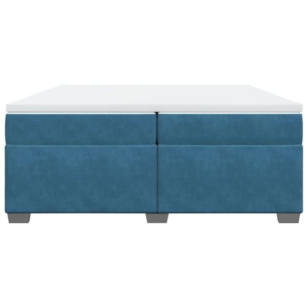 Боксспринг легло с матрак, тъмносиньо, 200x200 см, кадифе