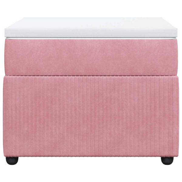 Боксспринг легло с матрак, розово, 90x200 см, кадифе