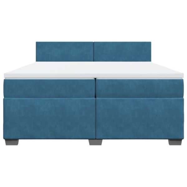 Боксспринг легло с матрак, тъмносиньо, 200x200 см, кадифе