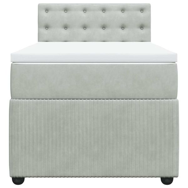 Боксспринг легло с матрак, светлосиво, 80x200 см, кадифе