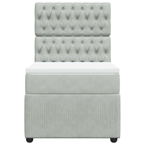 Боксспринг легло с матрак, светлосиво, 80x200 см, кадифе