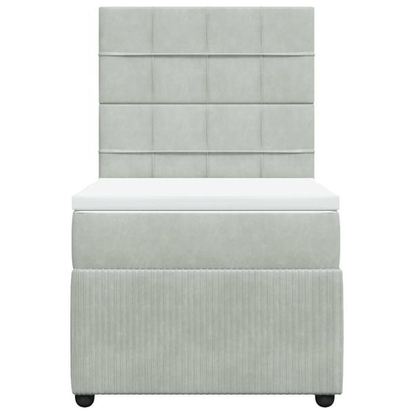 Боксспринг легло с матрак, светлосиво, 80x200 см, кадифе