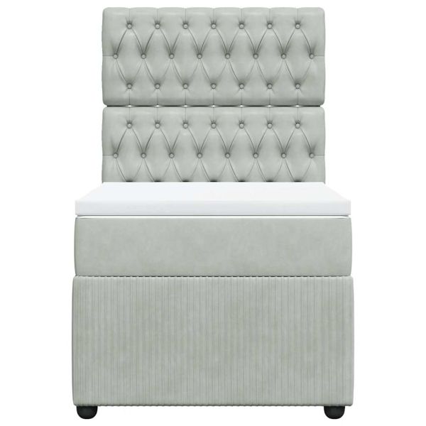 Боксспринг легло с матрак, светлосиво, 80x200 см, кадифе