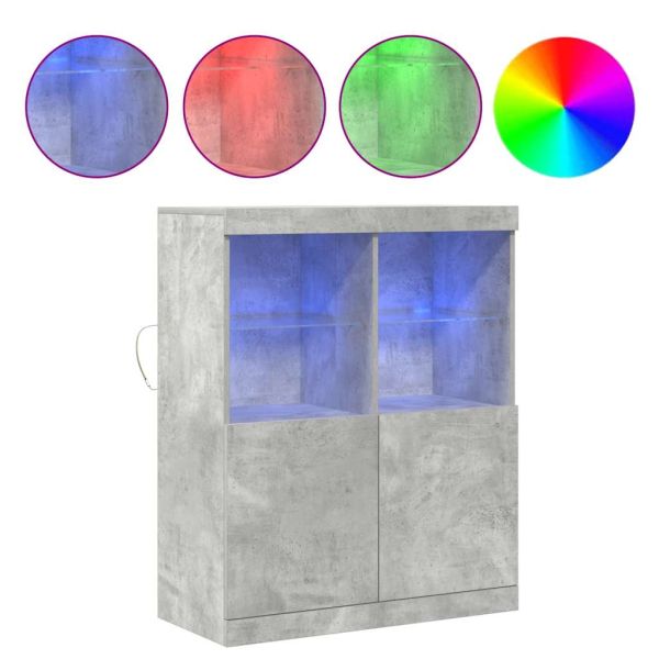 Сайдборд, бетонно сив, 81x37x100 см, инженерно дърво