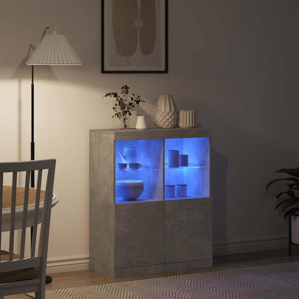 Сайдборд, бетонно сив, 81x37x100 см, инженерно дърво