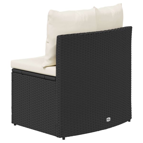 Комплект дивани 2 pcs Черно Солидно акациево дърво и полиратан