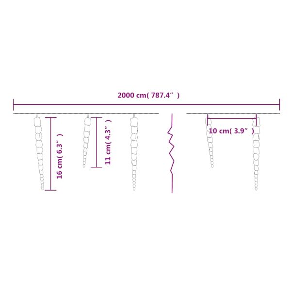 Коледни лампи ледени висулки 200 LED сини 20 м акрил PVC