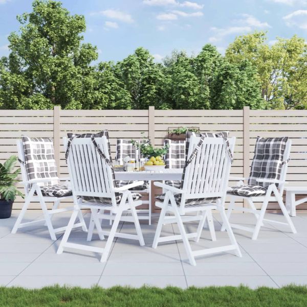 Възглавници за столове с облегалка 6 бр сиво каре Оксфорд плат