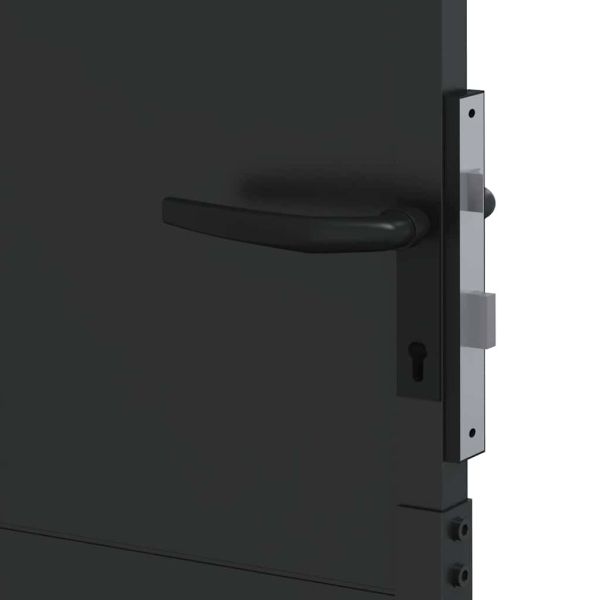 Градинска врата Черно 110 x 130 cm Прахово боядисана стомана