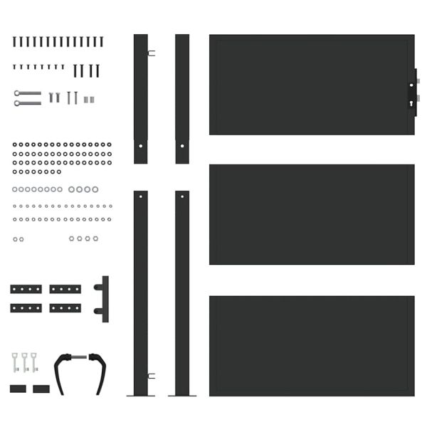 Градинска врата Черно 110 x 130 cm Прахово боядисана стомана