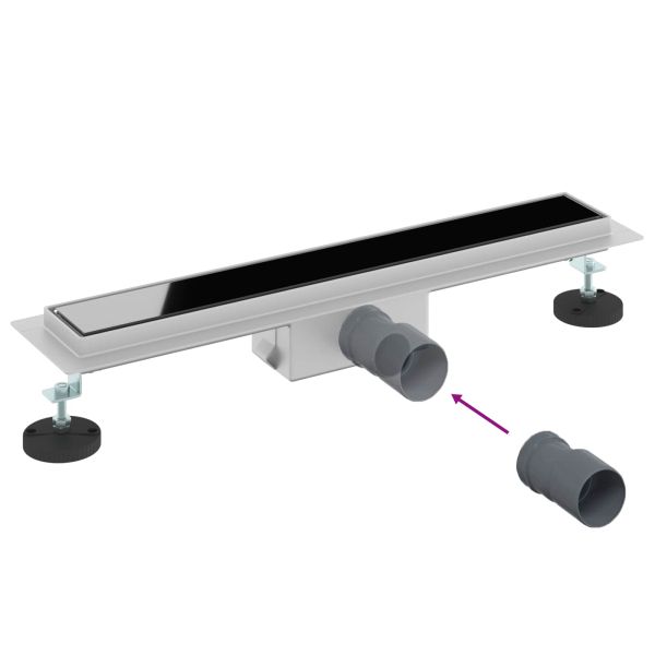 Душов дренаж с стъклено покритие Черно 50 cm