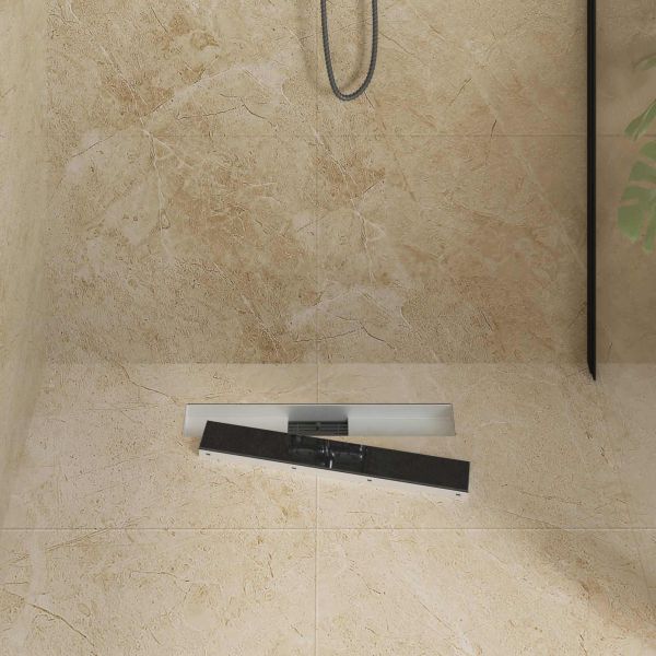 Душов дренаж с стъклено покритие Черно 60 cm