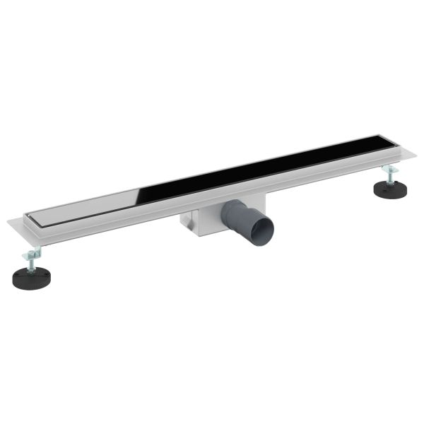 Душов дренаж с стъклено покритие Черно 80 cm