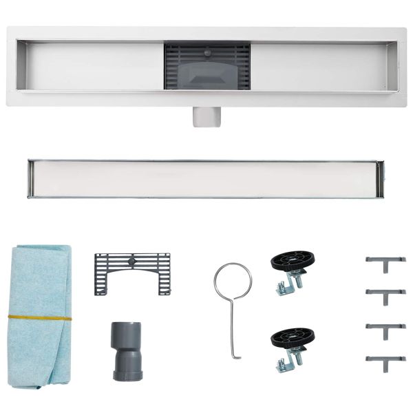 Душов дренаж с стъклено покритие Черно 80 cm