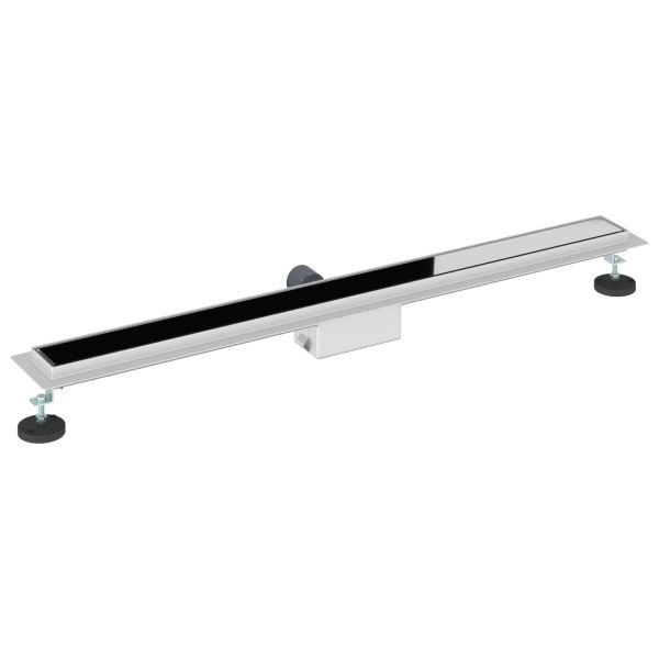 Душов дренаж с стъклено покритие Черно 90 cm