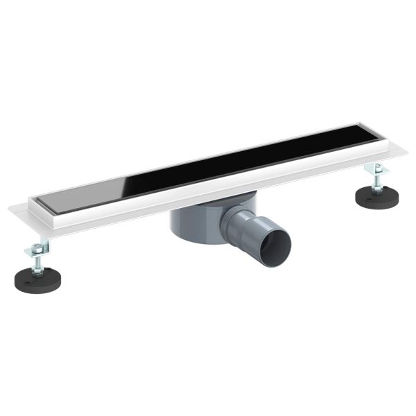 Душов дренаж с стъклен капак и 360° сифона Черно 50 cm