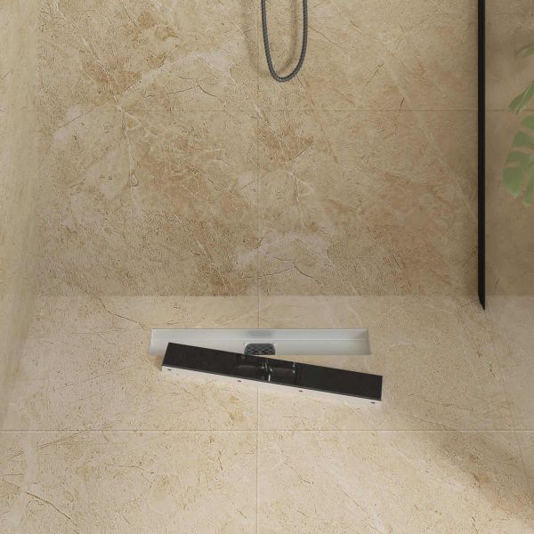 Душов дренаж с стъклен капак и 360° сифона Черно 50 cm