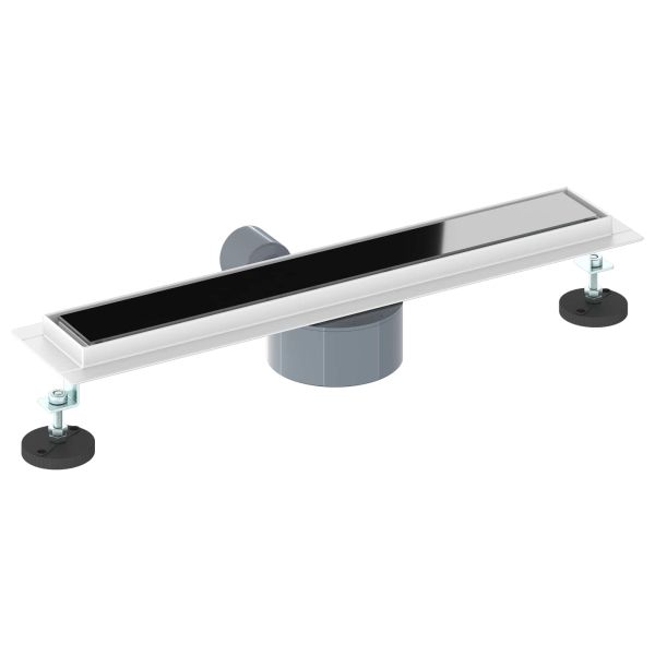 Душов дренаж с стъклен капак и 360° сифона Черно 50 cm