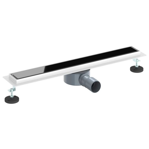 Душов дренаж с стъклен капак и 360° сифона Черно 60 cm