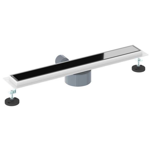 Душов дренаж с стъклен капак и 360° сифона Черно 60 cm