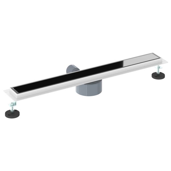 Душов дренаж с стъклен капак и 360° сифона Черно 70 cm