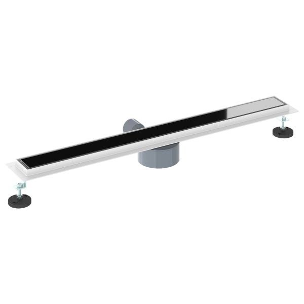 Душов дренаж с стъклен капак и 360° сифона Черно 80 cm