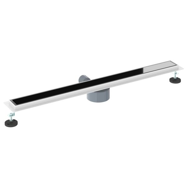 Душов дренаж с стъклен капак и 360° сифона Черно 90 cm