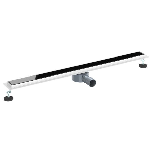 Душов дренаж с стъклен капак и 360° сифона Черно 100 cm