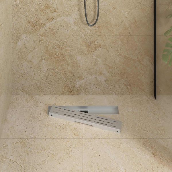 Душов дренаж с стъклен капак и 360° сифона Сребрист 50 cm