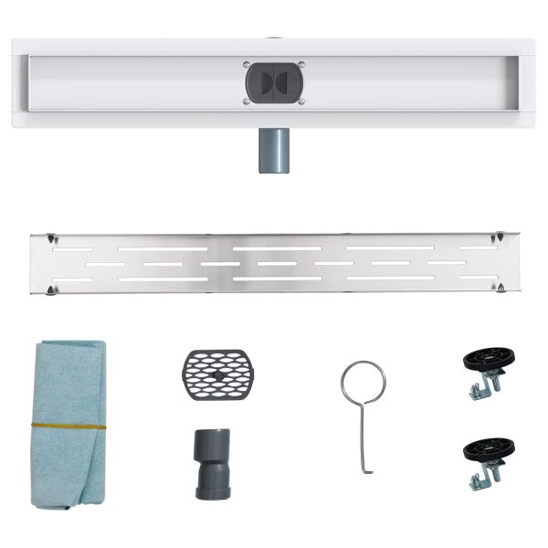 Душов дренаж с стъклен капак и 360° сифона Сребрист 60 cm