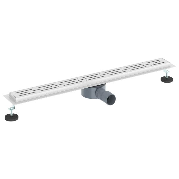 Душов дренаж с стъклен капак и 360° сифона Сребрист 80 cm