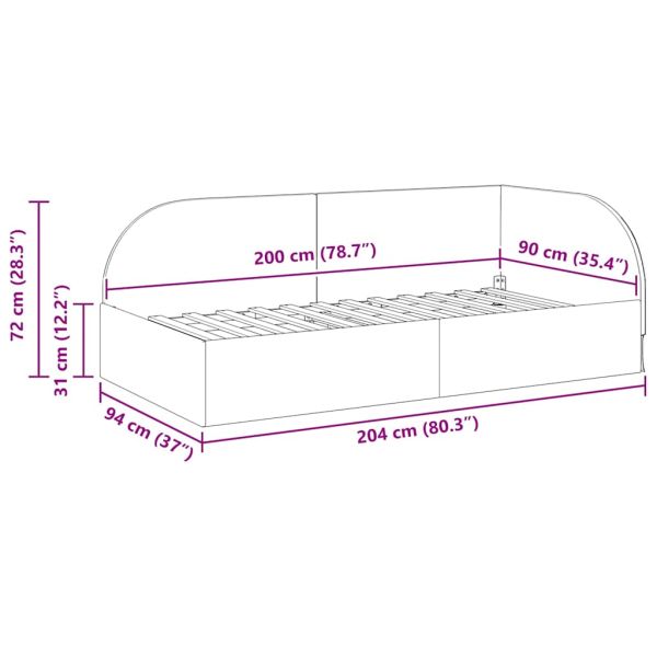 Ъглова рамка за легло с таблото Розово 90 см x 200 см
