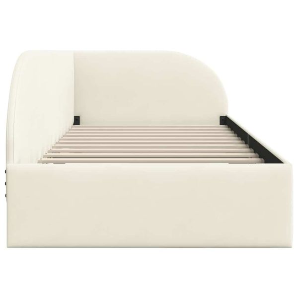 Ъглова рамка за легло Крем 100 см x 200 см Полиестер и шперплат