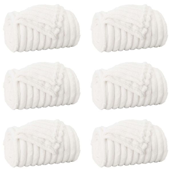 Одеала за хвърляне 6 pcs Бяло 150 x 130 см Мека вълна