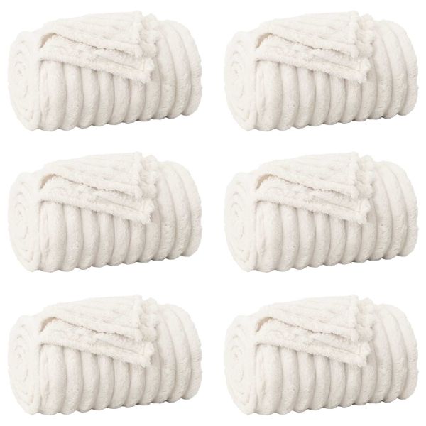 Одеала за хвърляне 6 pcs Крем 240 x 220 cm Мека вълна