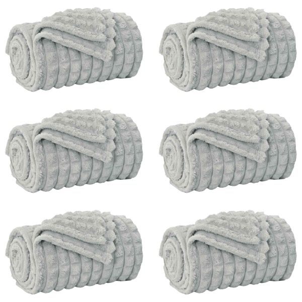 Одеала за хвърляне 6 pcs Сив 200 x 150 cm Мека вълна