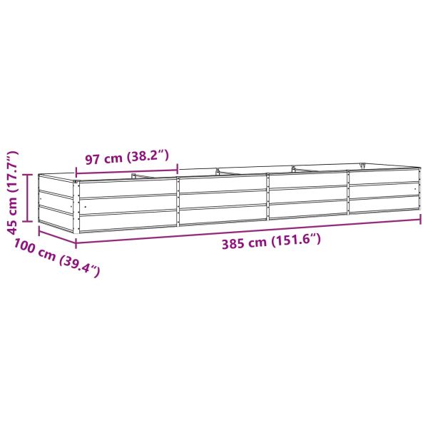 Кашпа Светлосиво 195 x 100 x 45 см Галванизирана стомана