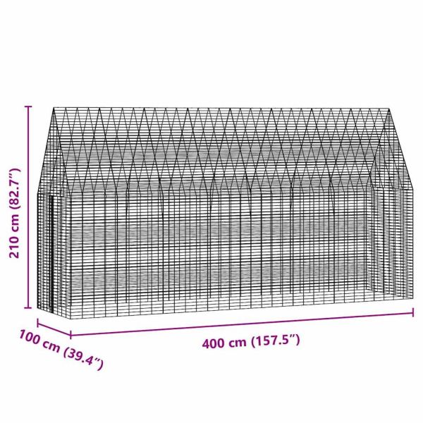 Клетка за заек Сребрист 400 x 100 x 210 см