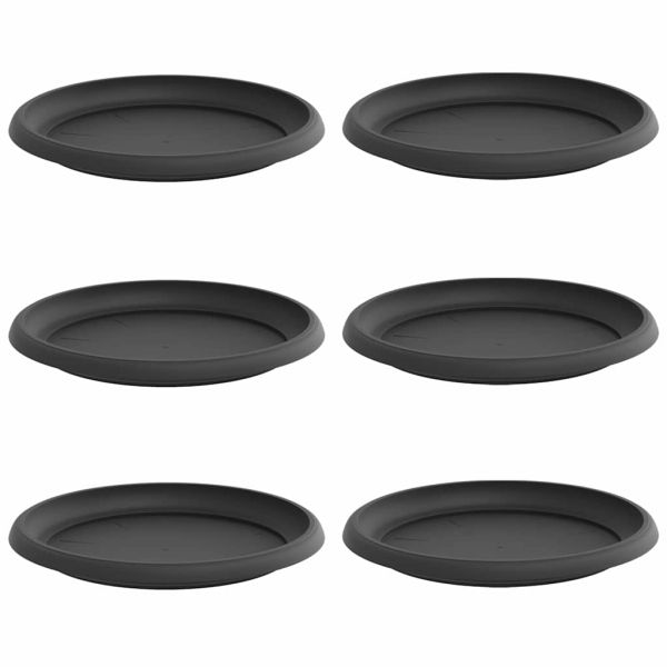 Кръгъл поднос за цветя 6 pcs Черно Ø 14 x 2 см Пластмаса
