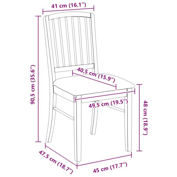 Обедени столове 2 pcs Естествен 50 x 52,5 x 91 см
