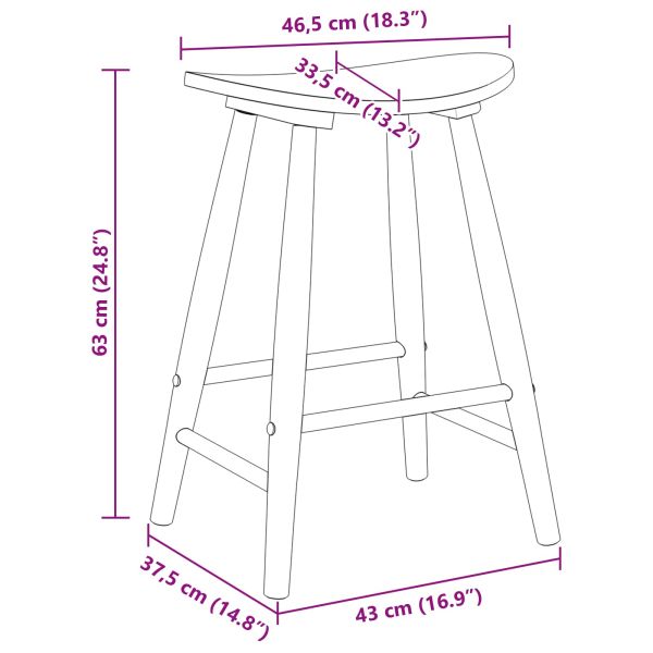 Обедени столове 2 pcs Естествен 46 x 37 x 63 см