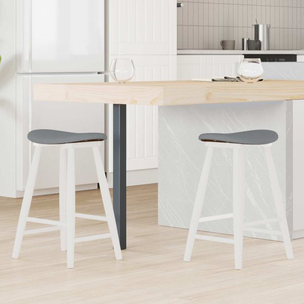 Обедени столове 2 pcs Бяло 46 x 37 x 63 см Солидно гумено дърво